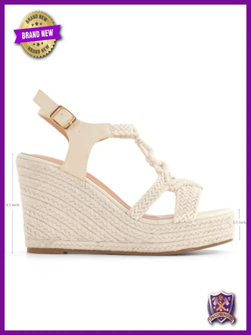 Bohemian Braided Espadrille Wedge Sandals with Adjustable Strap Platform Heel